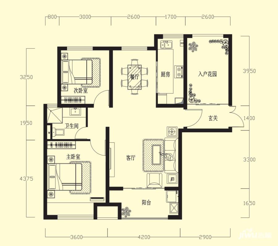 兰田首府普通住宅99㎡户型图